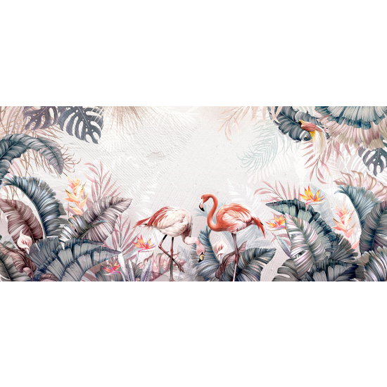 Papel pintado panorámico - Flamencos Rosados
