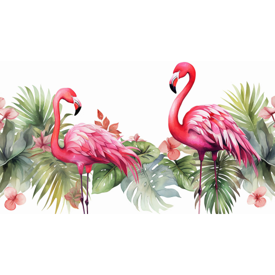 Papel pintado panorámico - Flamencos Rosados