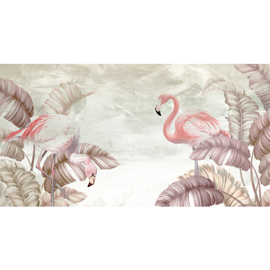 Papel pintado panorámico - Flamencos Rosados