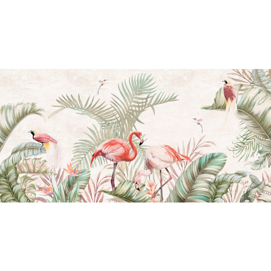 Papel pintado panorámico - Flamencos Rosados