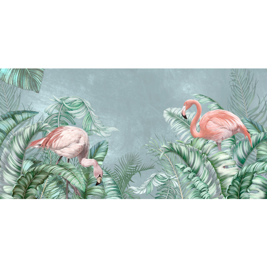 Papel pintado panorámico - Flamencos Rosados