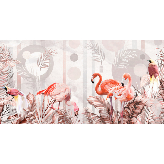 Papel pintado panorámico - Flamencos Rosados
