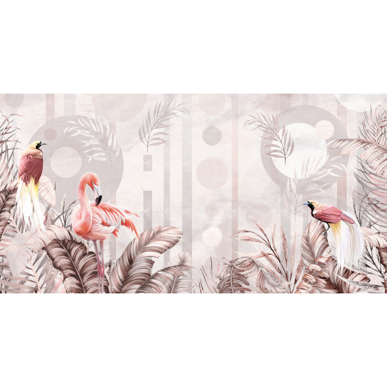 Papel pintado panorámico - Flamencos Rosados