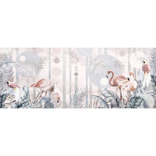 Papel pintado panorámico - Flamencos Rosados