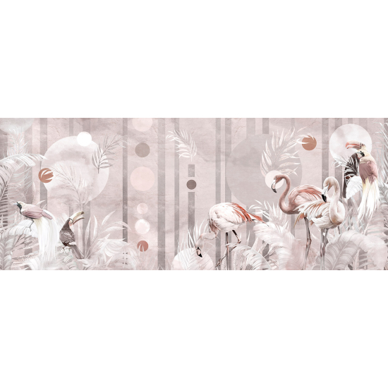 Papel pintado panorámico - Flamencos Rosados