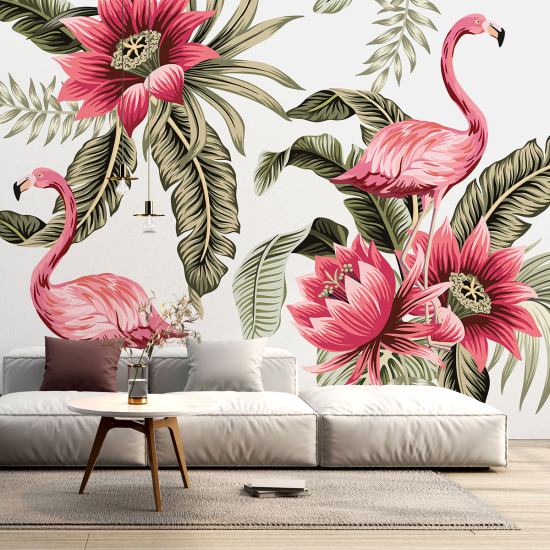 Papel pintado panorámico - Flamencos rosas