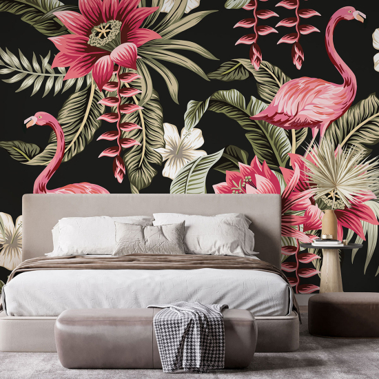 Papel pintado panorámico - Flamencos rosas