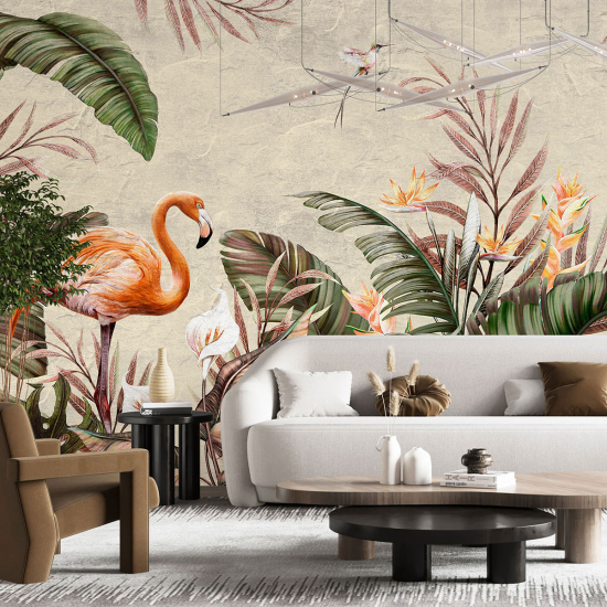 Papel pintado panorámico - Flamencos rosas