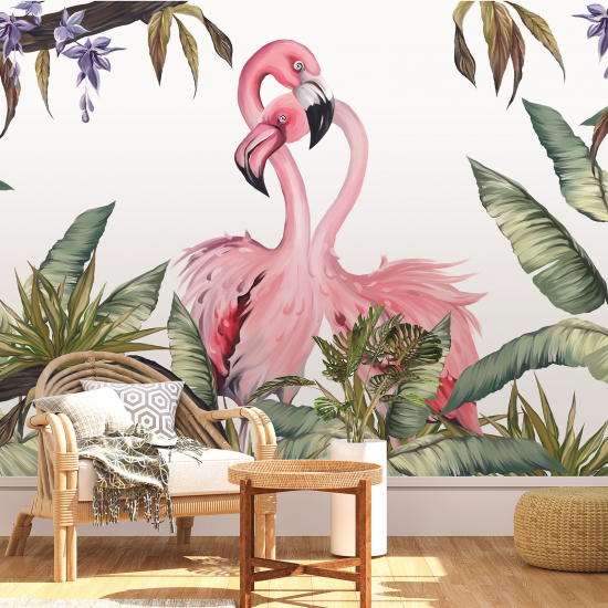 Papel pintado panorámico - Flamencos rosas