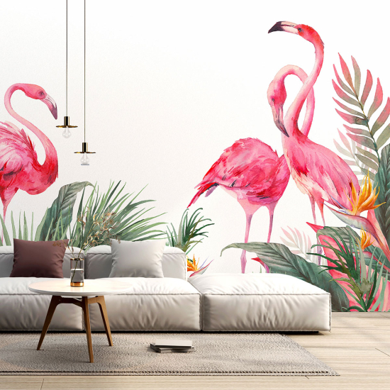 Papel pintado panorámico - Flamencos rosas