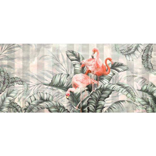 Papel pintado panorámico - Flamencos rosas