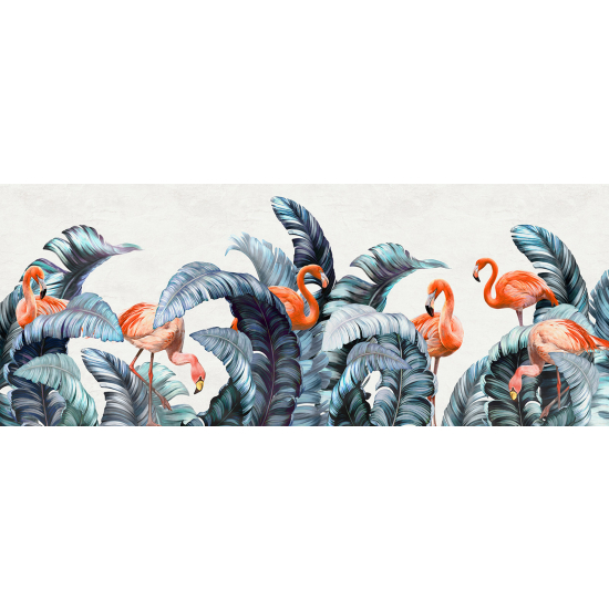 Papel pintado panorámico - Flamencos rosas