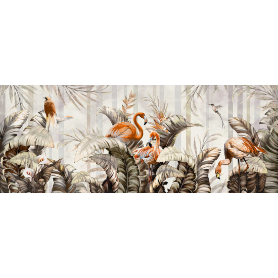 Papel pintado panorámico - Flamencos rosas