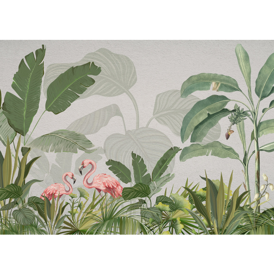 Papel pintado panorámico - Flamencos rosas
