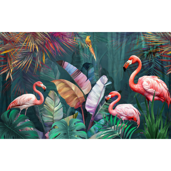 Papel pintado panorámico - Flamencos rosas