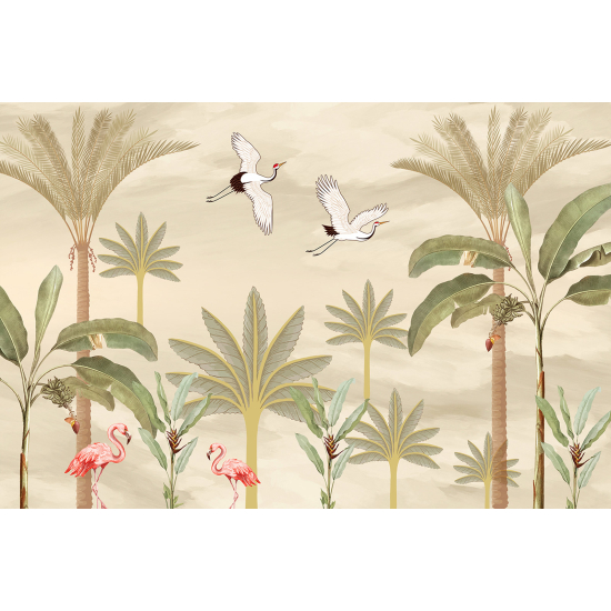 Papel pintado panorámico - Flamencos rosas