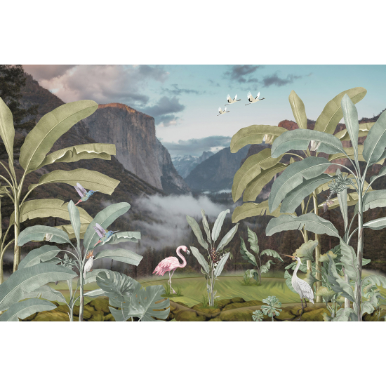 Papel pintado panorámico - Flamencos rosas
