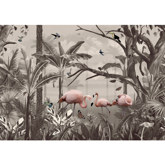 Papel pintado panorámico - Flamencos rosas