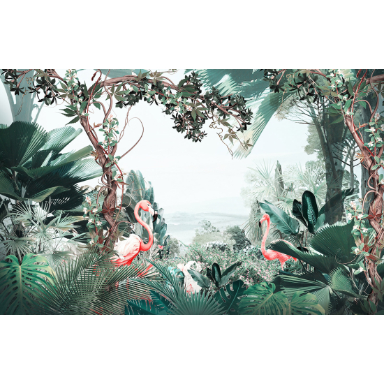 Papel pintado panorámico - Flamencos rosas