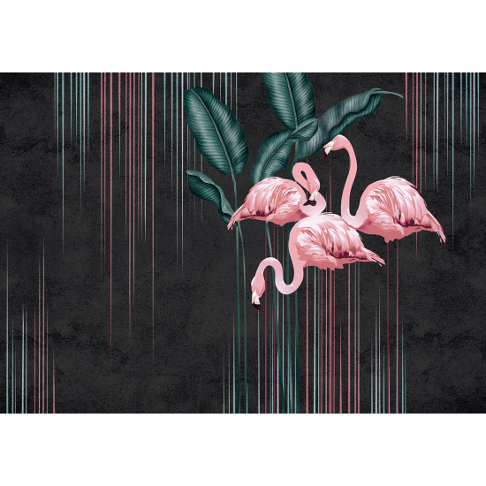 Papel pintado panorámico - Flamencos rosas