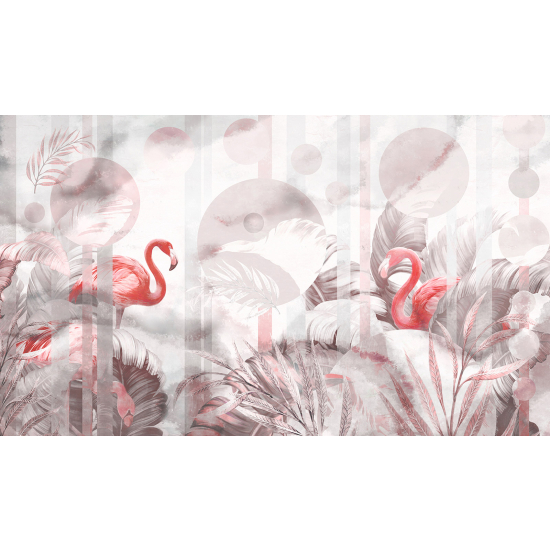 Papel pintado panorámico - Flamencos rosas