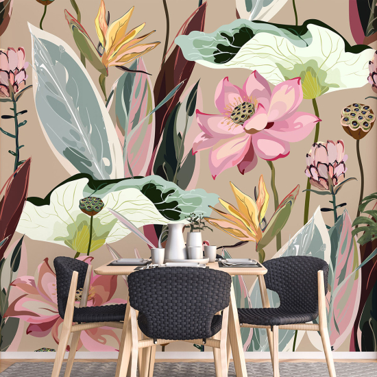 Papel pintado panorámico - Flores