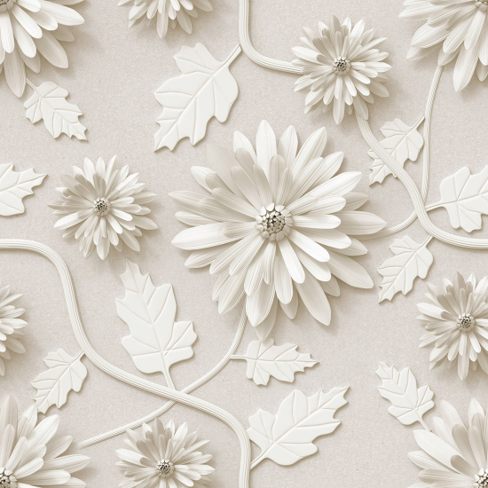 Papel pintado panorámico - Flores 3D