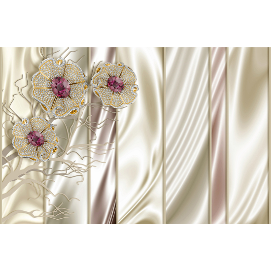 Papel pintado panorámico - Flores 3D