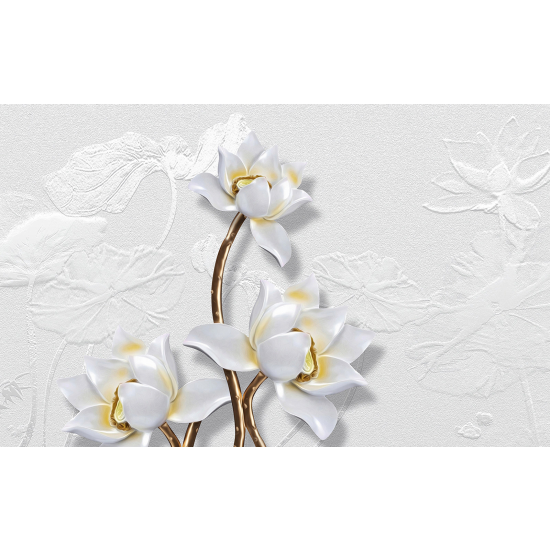 Papel pintado panorámico - Flores 3D