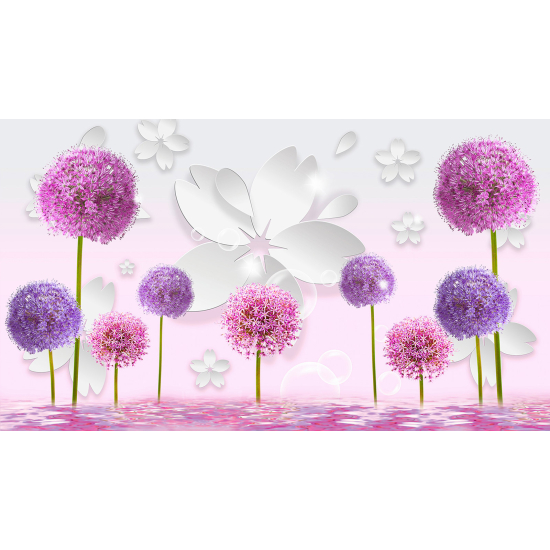 Papel pintado panorámico - Flores 3D