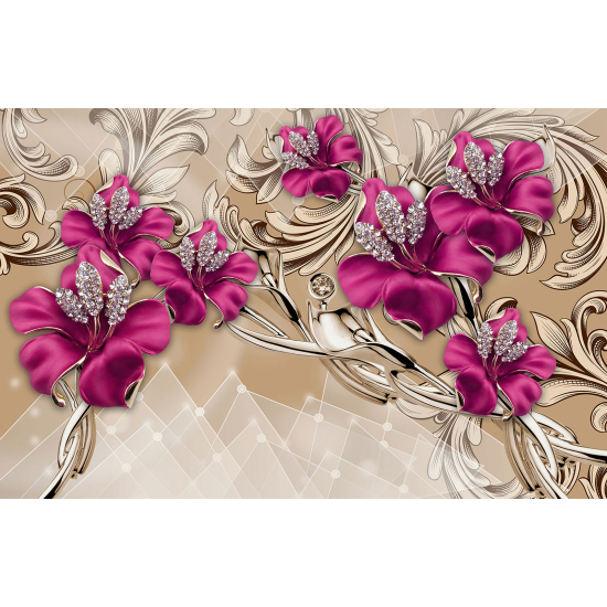 Papel pintado panorámico - Flores 3D