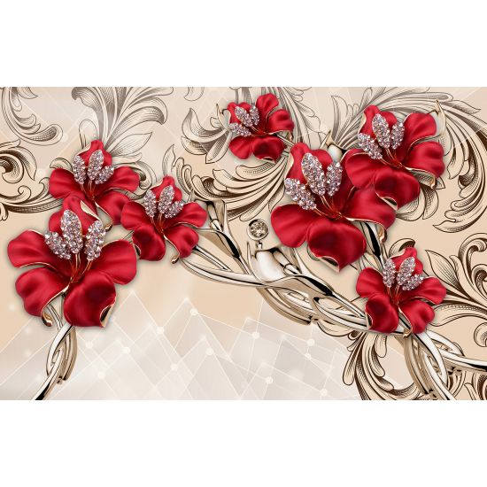 Papel pintado panorámico - Flores 3D