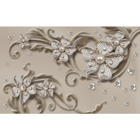 Papel pintado panorámico - Flores 3D