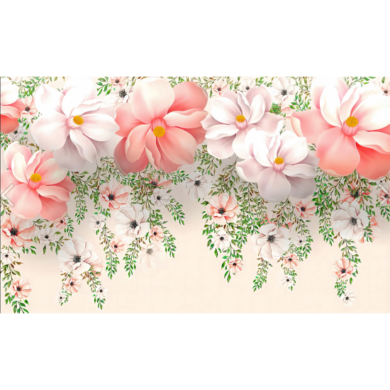 Papel pintado panorámico - Flores 3D
