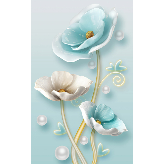 Papel pintado panorámico - Flores 3D