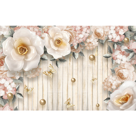 Papel pintado panorámico - Flores 3D