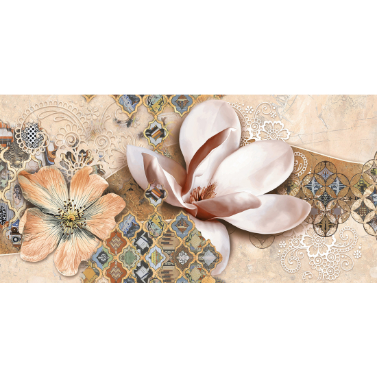 Papel pintado panorámico - Flores 3D