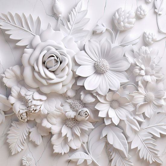 Papel pintado panorámico - Flores 3D