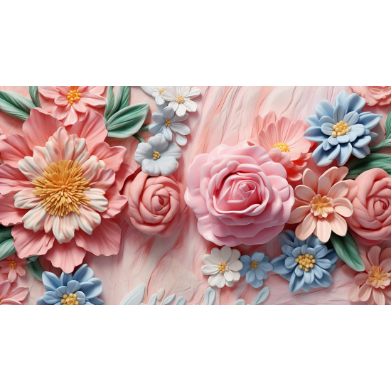 Papel pintado panorámico - Flores 3D