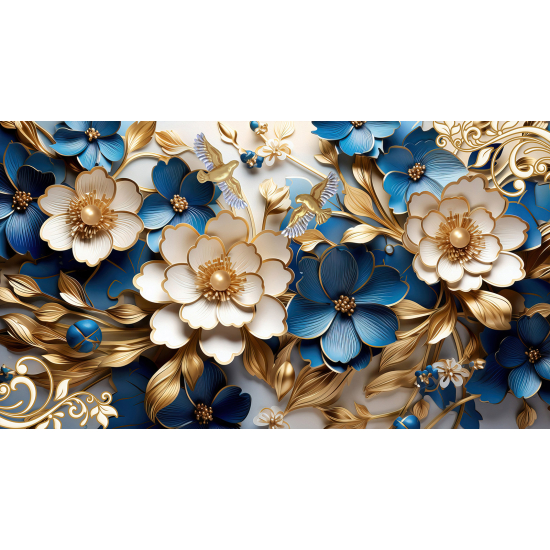 Papel pintado panorámico - Flores 3D