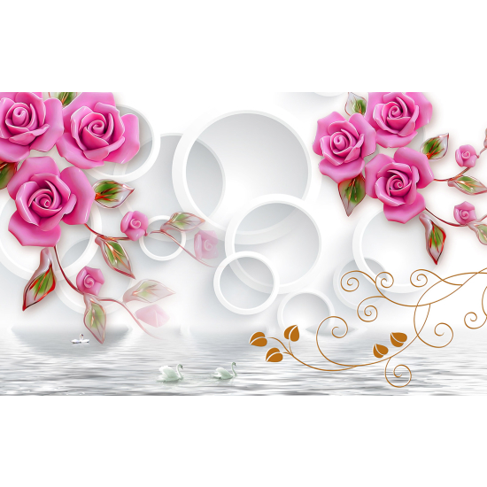Papel pintado panorámico - Flores 3D