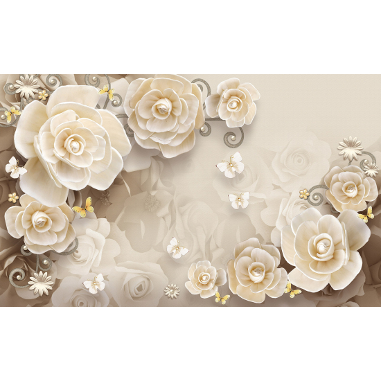 Papel pintado panorámico - Flores 3D