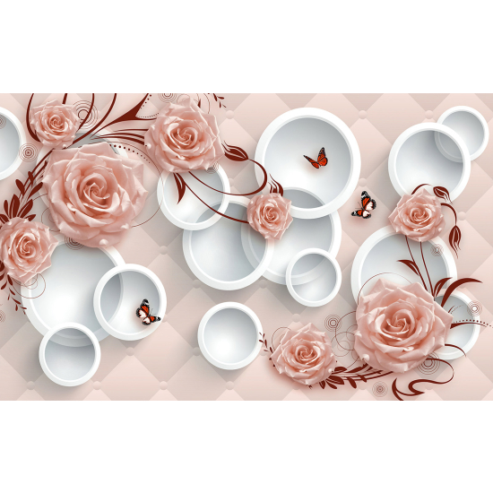 Papel pintado panorámico - Flores 3D