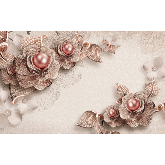 Papel pintado panorámico - Flores 3D