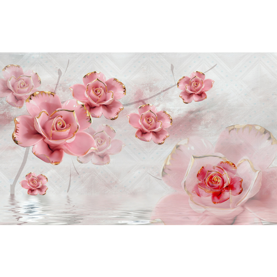 Papel pintado panorámico - Flores 3D