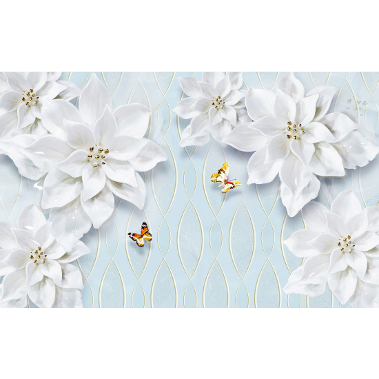 Papel pintado panorámico - Flores 3D