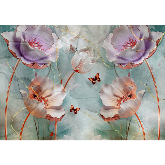 Papel pintado panorámico - Flores 3D