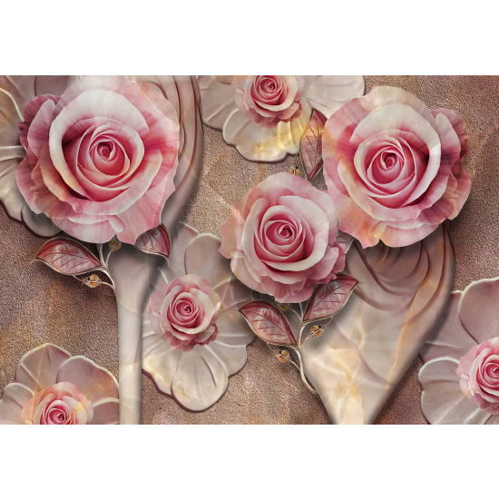 Papel pintado panorámico - Flores 3D