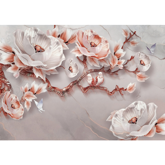 Papel pintado panorámico - Flores 3D