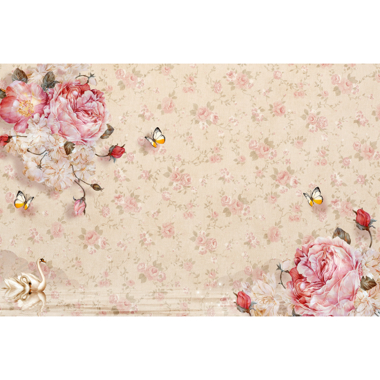 Papel pintado panorámico - Flores 3D